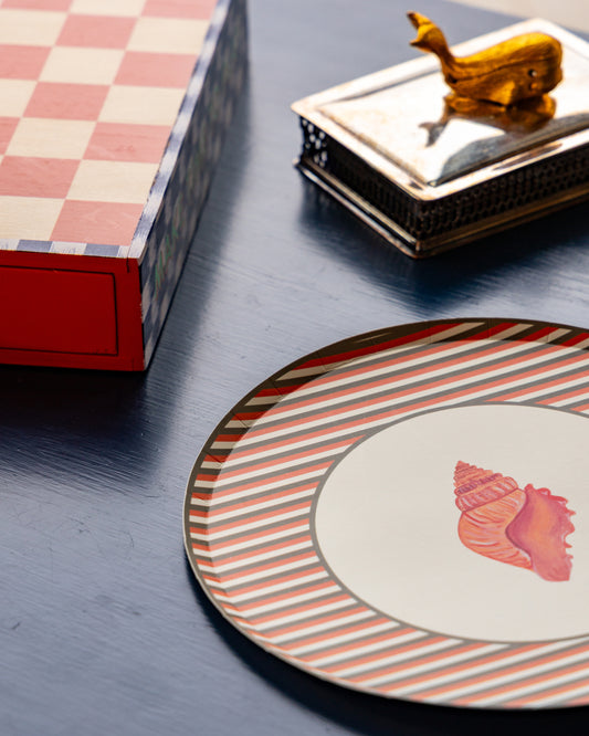Drift Appetizer Plate Set - Coral Stripe