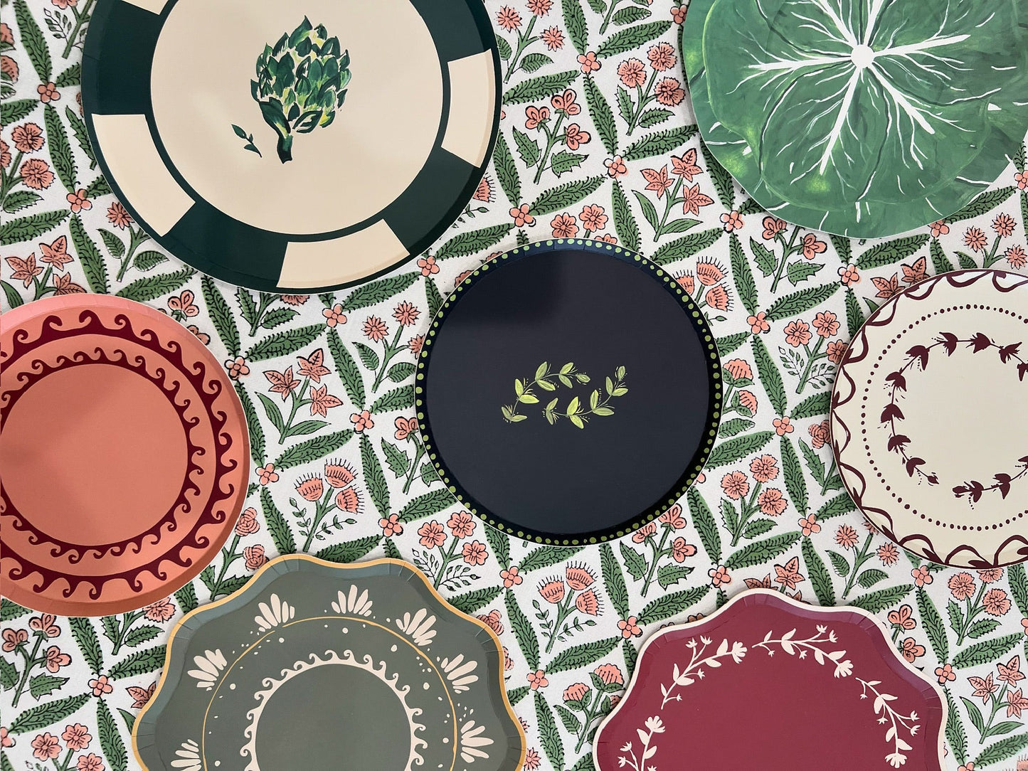 Classic Cabbage Dessert Plate Set - Kelly Green