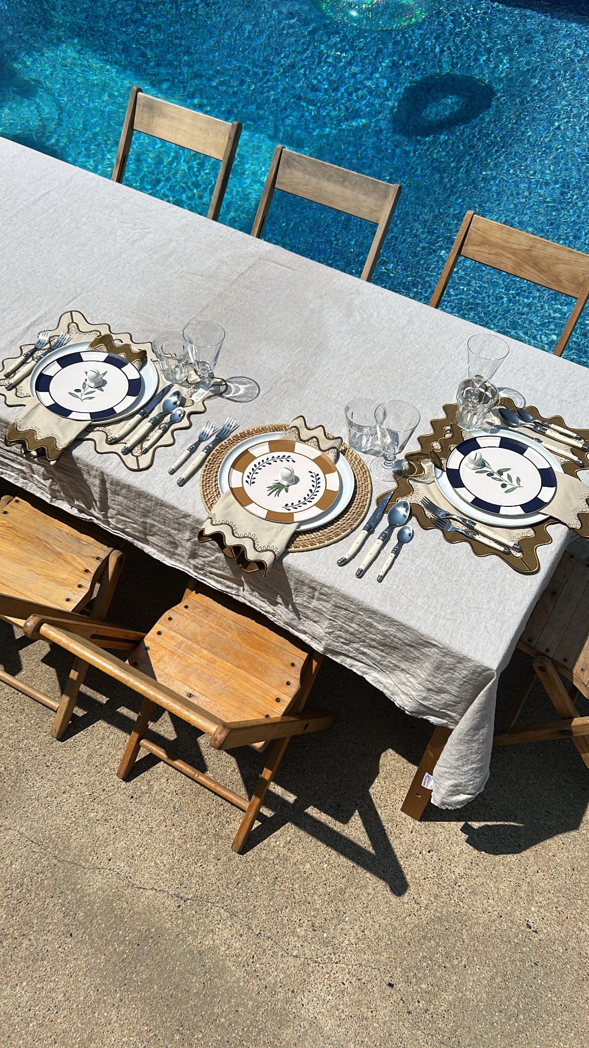 Cabana Appetizer Plate Set - Olive Stripe