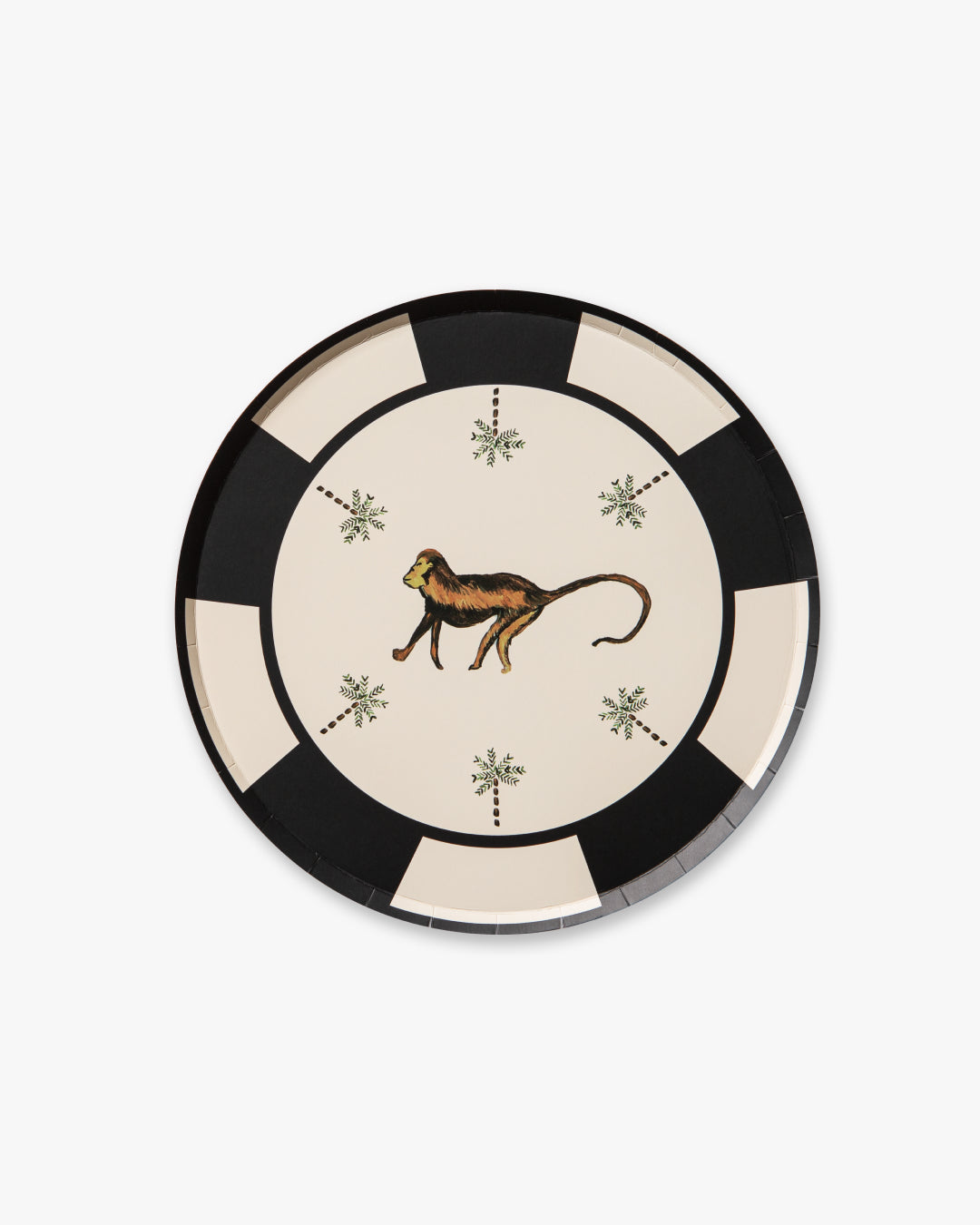 Decorative plate with a monkey design on a white background