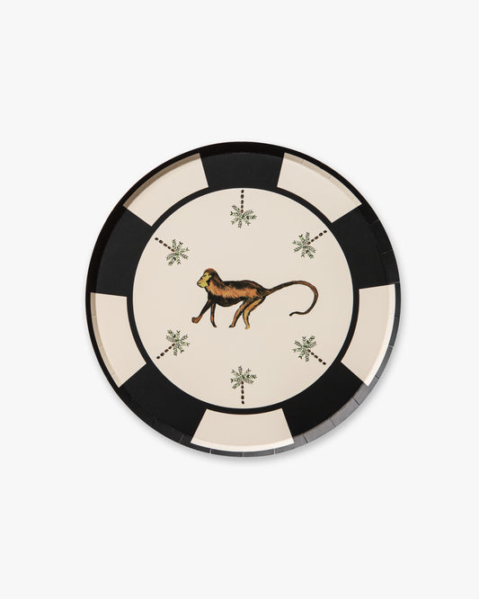 Decorative plate with a monkey design on a white background