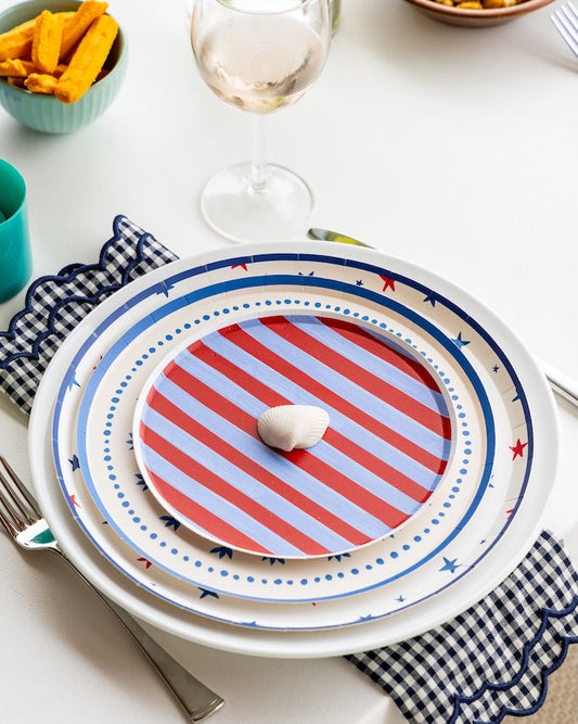 A table setting with layered plates