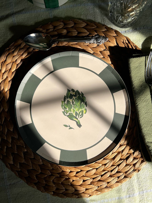 Paper plate with artichoke detail