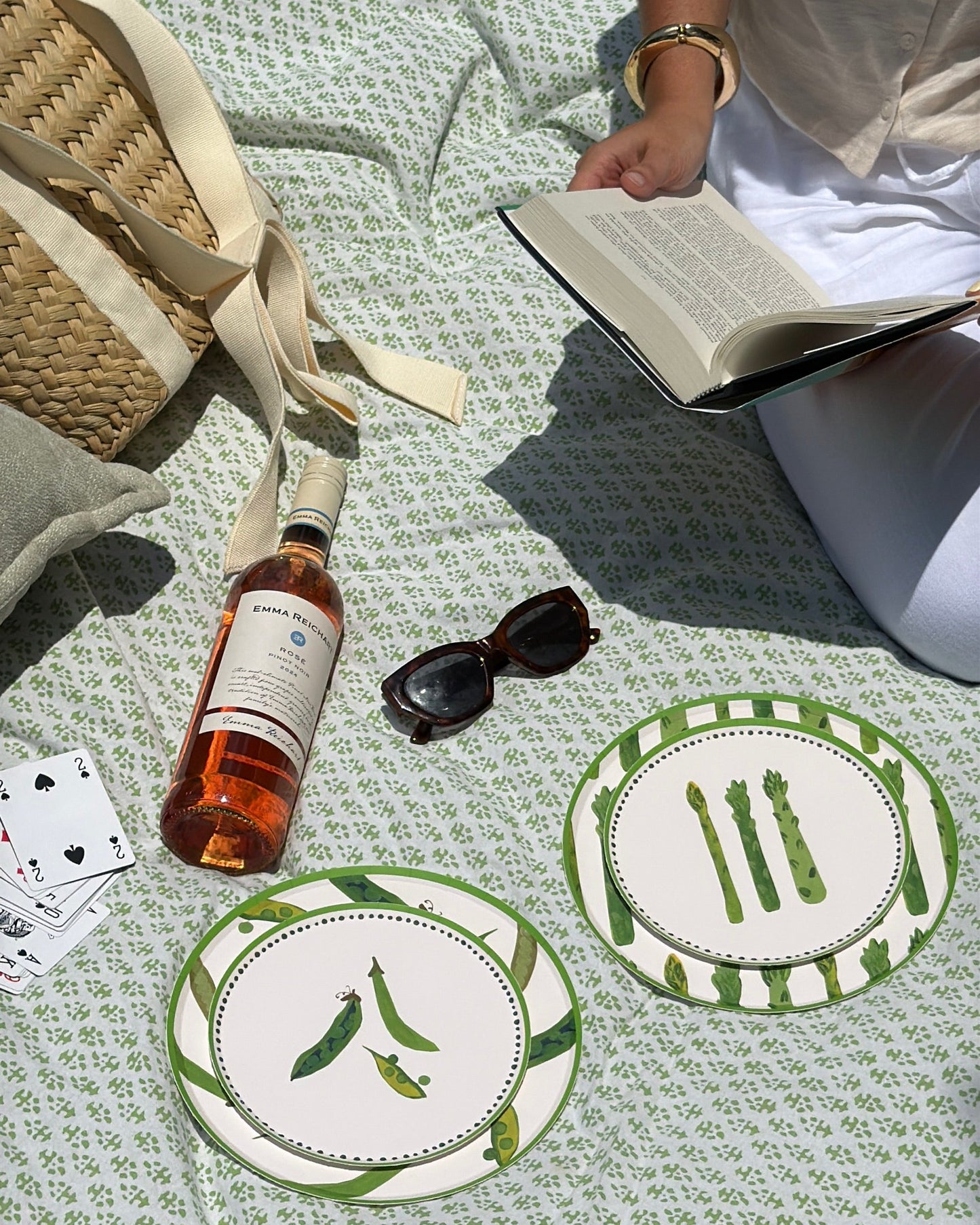 decorative plates in a picnic setting