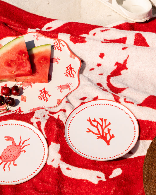 Sandbar Hors d'Oeuvres Plate Set - Coral