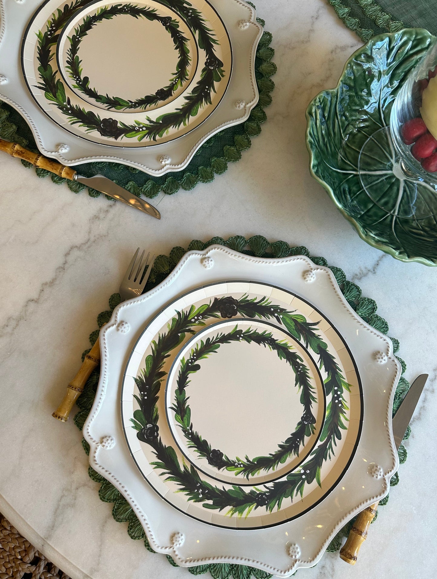 Winter Laurel Dinner Plate Set - Spruce
