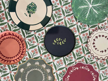 Classic Cabbage Dessert Plate Set - Kelly Green