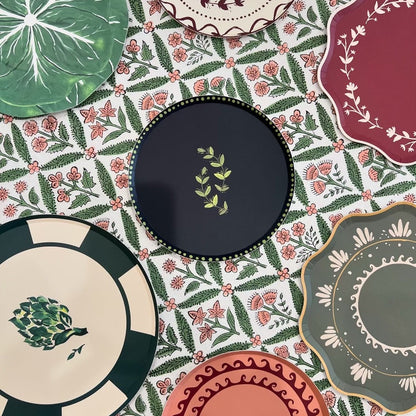 Classic Cabbage Dessert Plate Set - Kelly Green