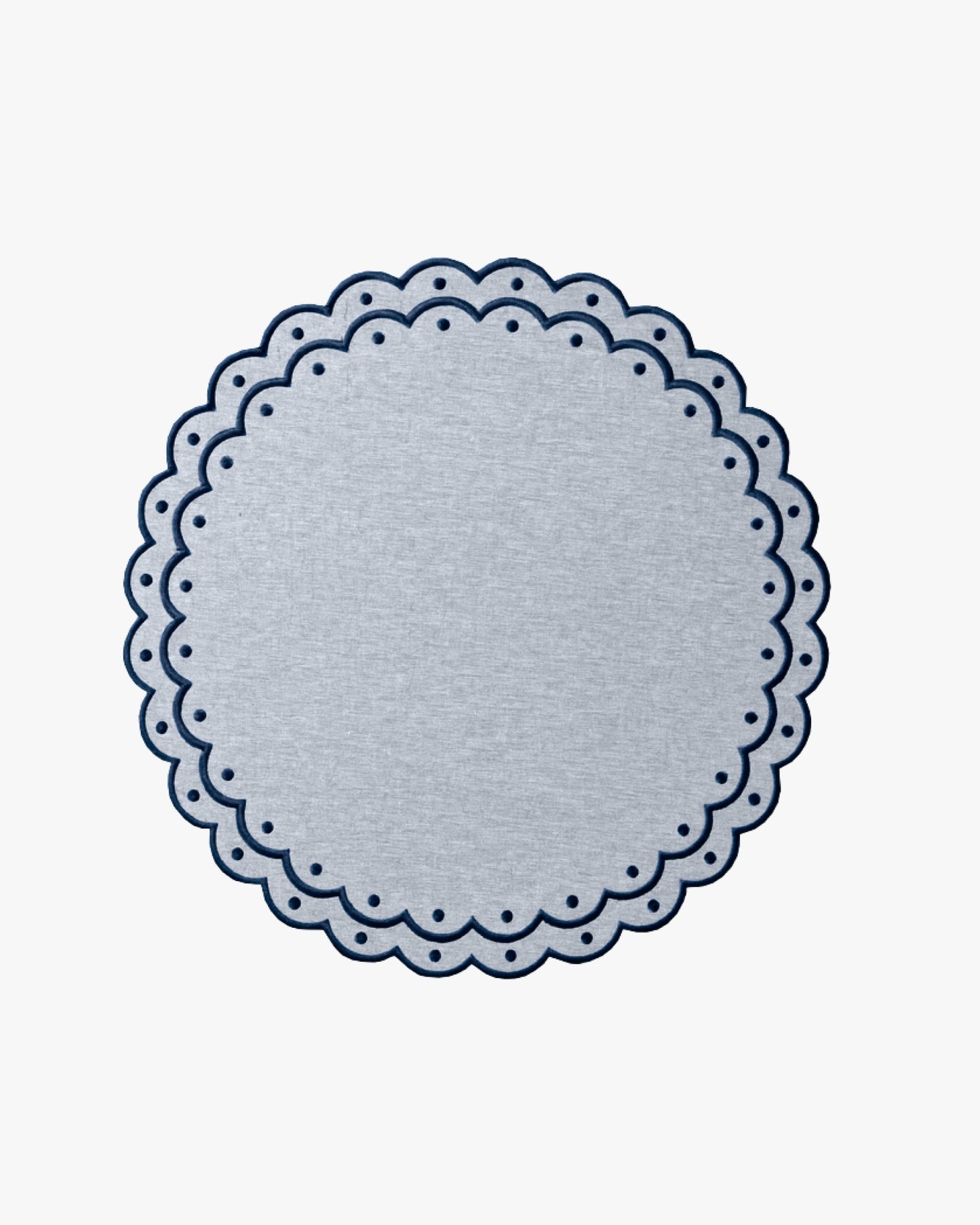 Blue placemat with dark blue embroidery