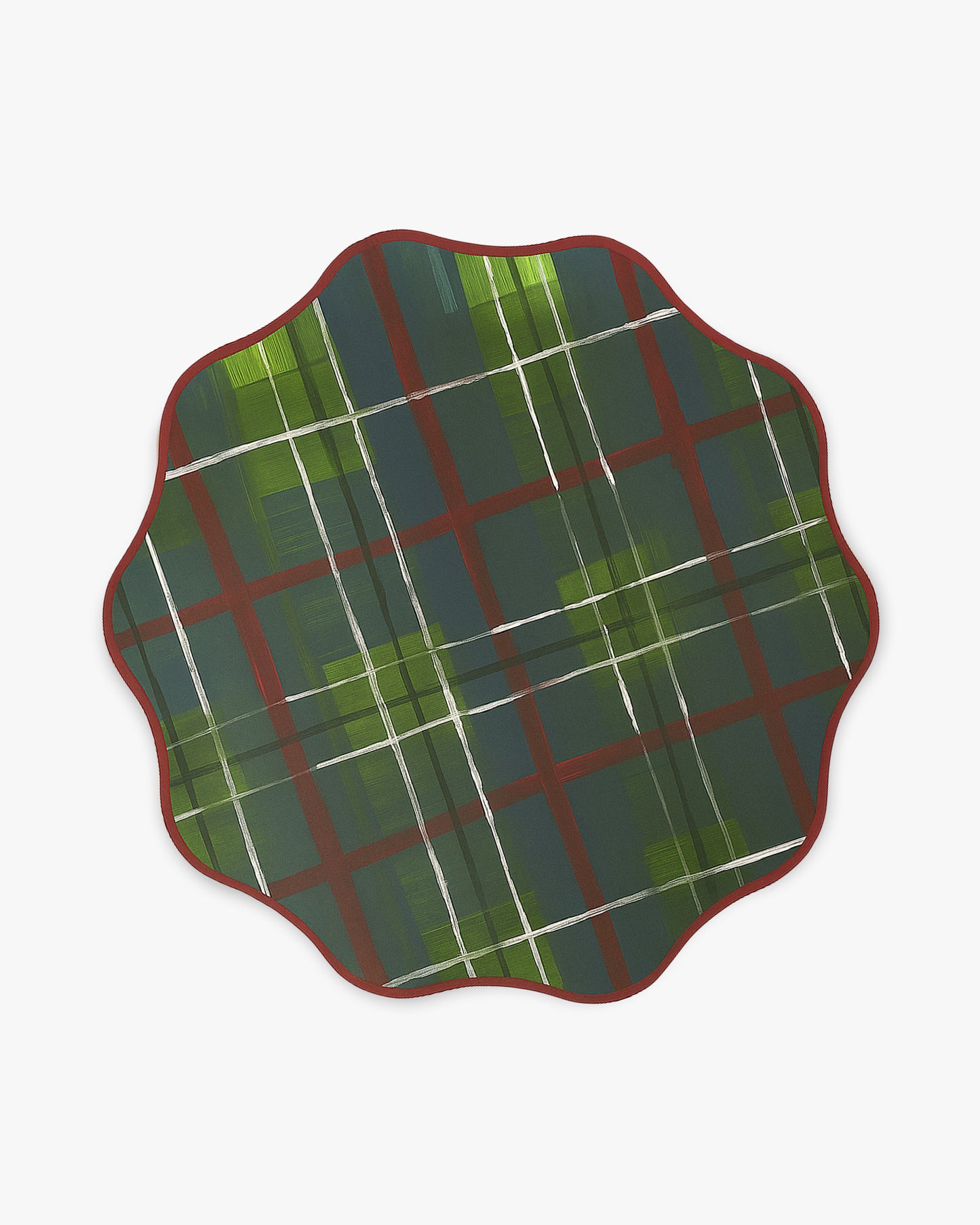 Plaid patterned plate on a white background
