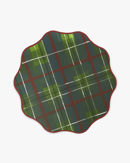 Plaid patterned plate on a white background