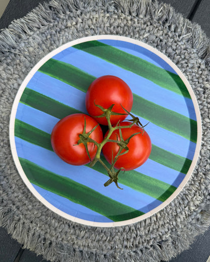 Poolhouse Dinner Plate Set - Cerulean Stripe