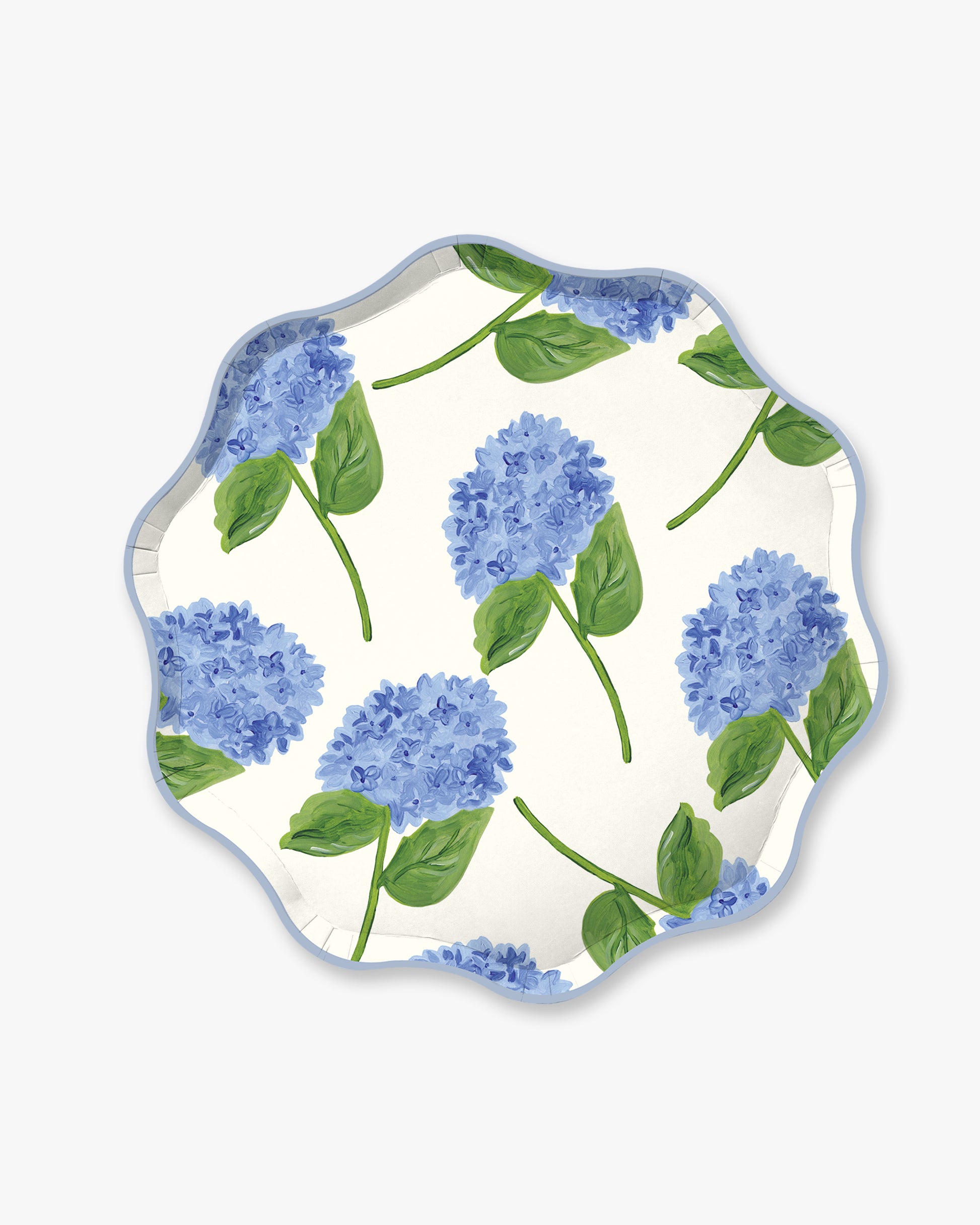 Decorative plate with blue floral design on a white background