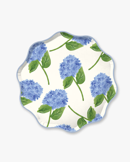 Decorative plate with blue floral design on a white background