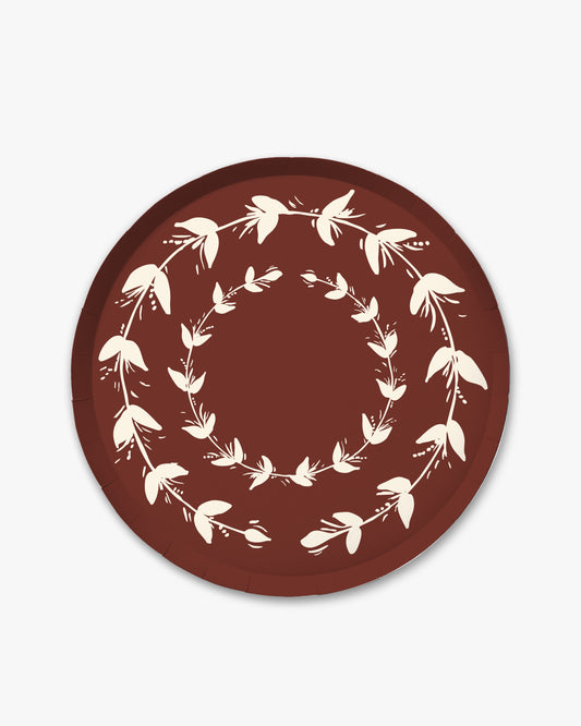 Verde Vines Dinner Plate Set in Mahogany/ Ivory