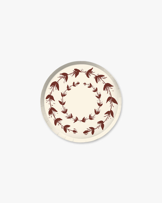 Verde Vines Hors d’Oeuvres Plate Set in Ivory//Mahogany
