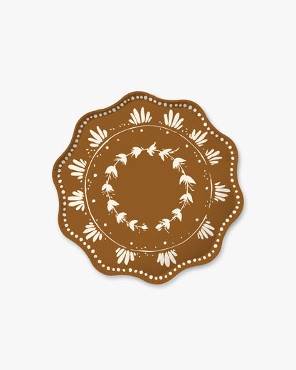 Plume Dessert Plate Set in Brass