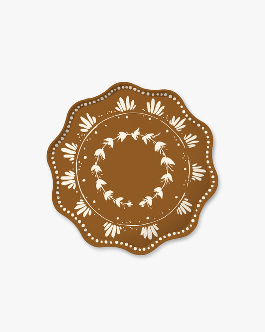 Plume Dessert Plate Set in Brass