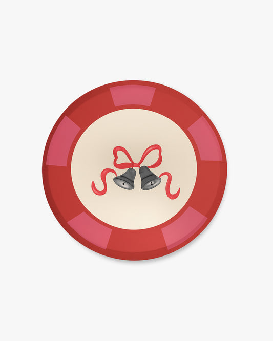 Silver Bells Appetizer Plate - Cranberry Stripe