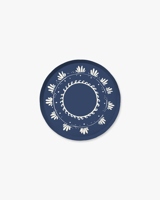 a blue and white decorative plate 